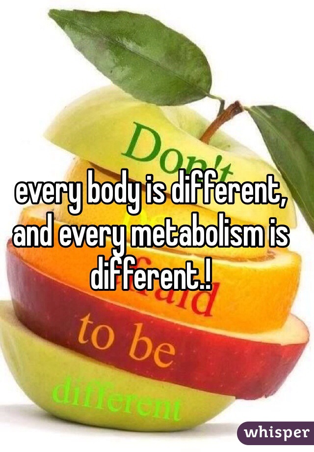 every body is different, and every metabolism is different.!