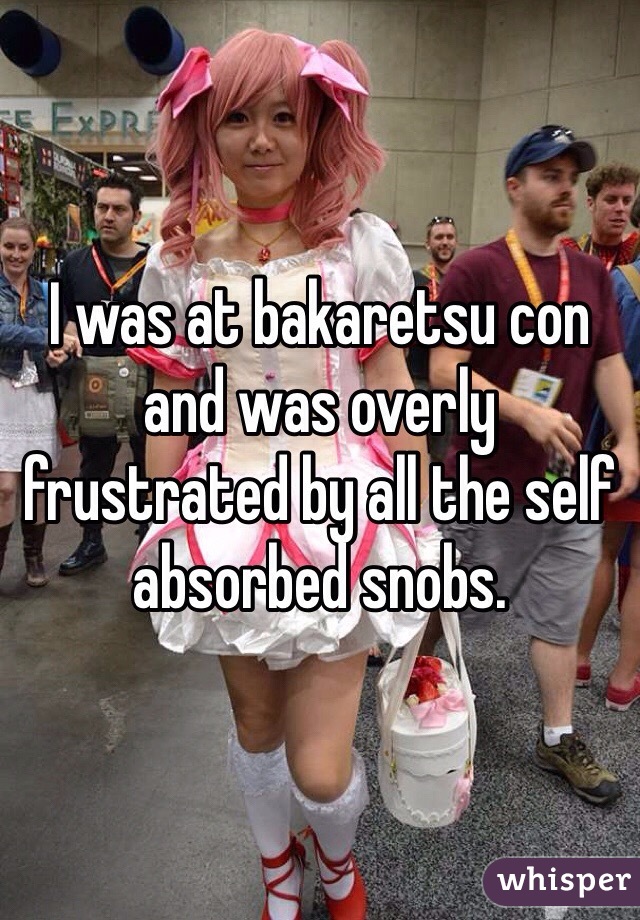 I was at bakaretsu con and was overly frustrated by all the self absorbed snobs.