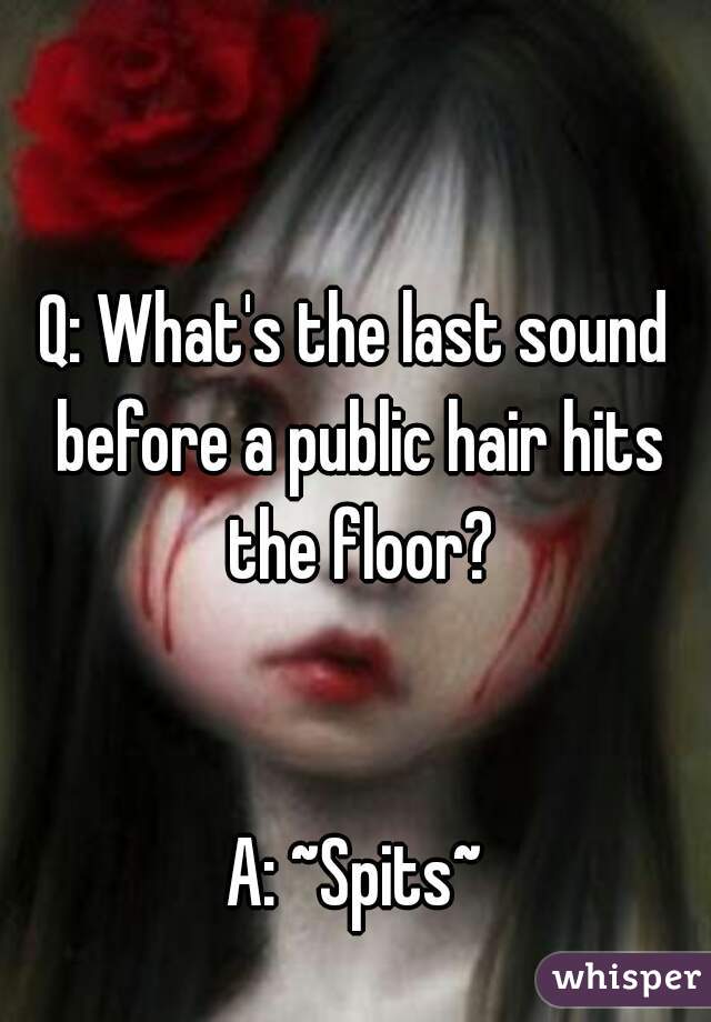 Q: What's the last sound before a public hair hits the floor?


A: ~Spits~