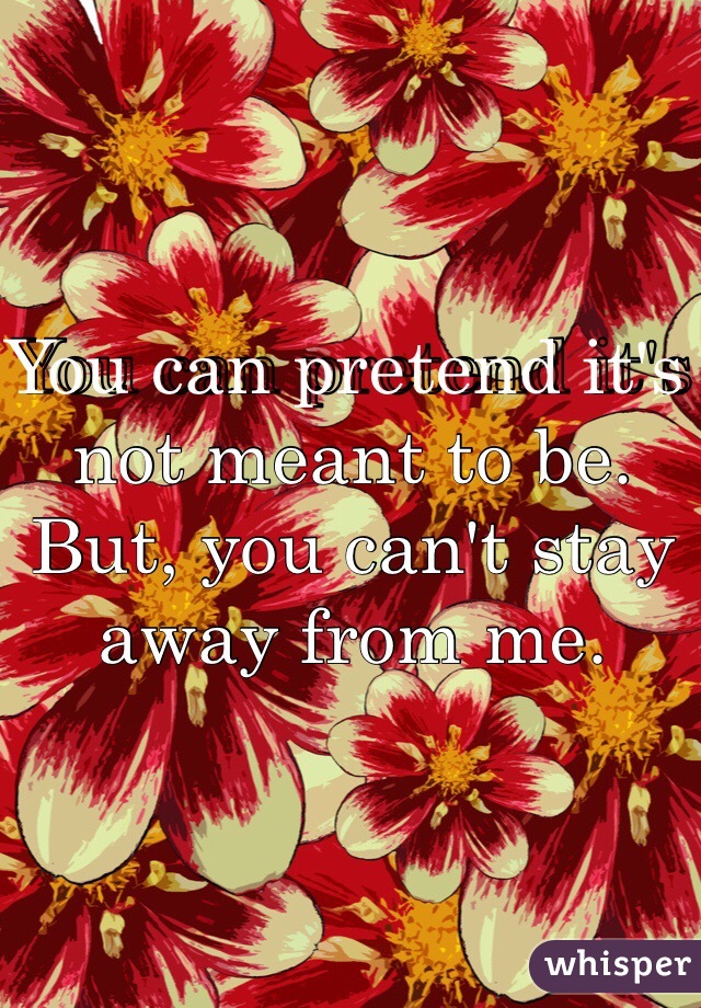 You can pretend it's not meant to be. But, you can't stay away from me. 