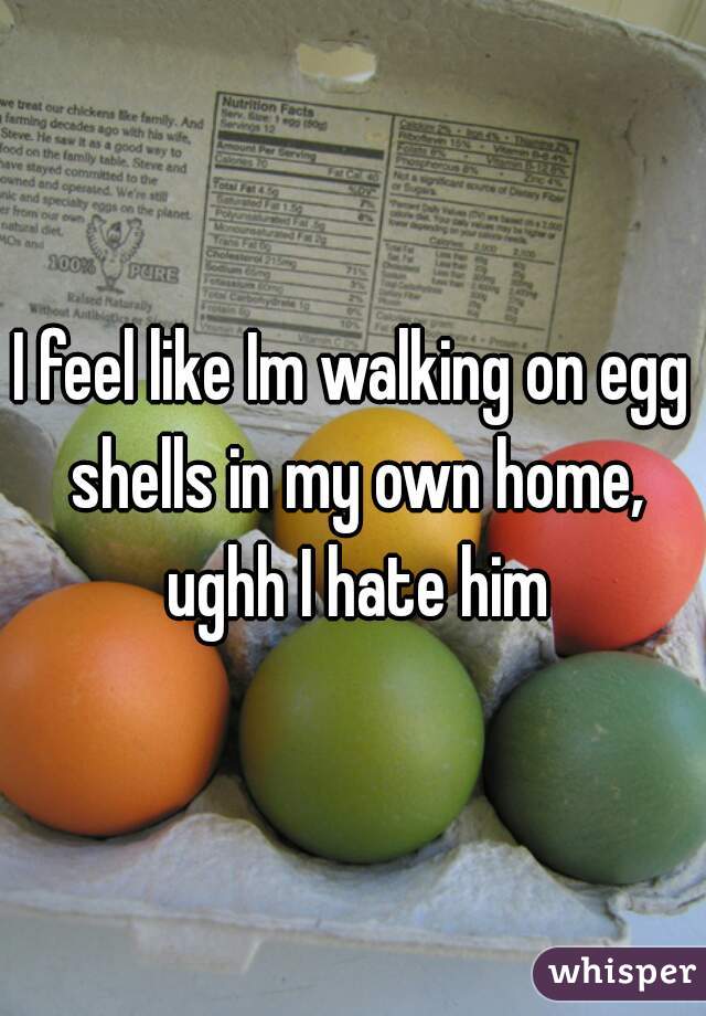 I feel like Im walking on egg shells in my own home, ughh I hate him
