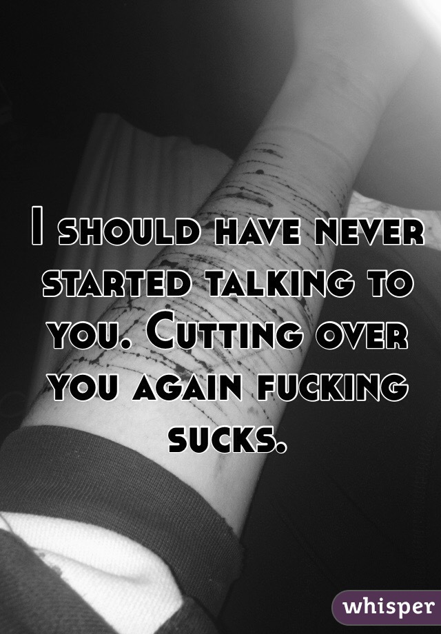 I should have never started talking to you. Cutting over you again fucking sucks.
