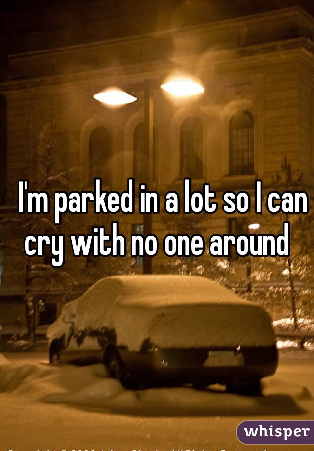   I'm parked in a lot so I can cry with no one around 