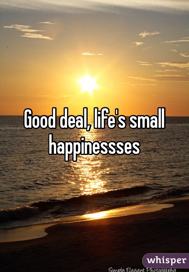 Good deal, life's small happinessses 