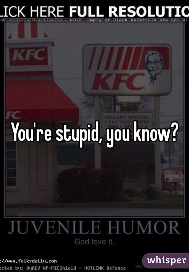 You're stupid, you know?