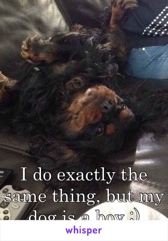 I do exactly the same thing, but my dog is a boy ;) 