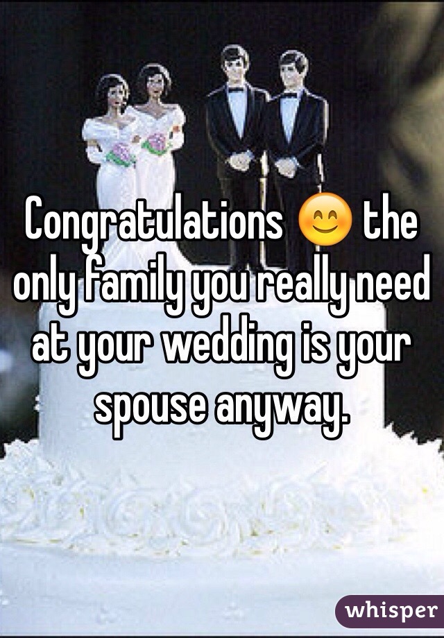 Congratulations 😊 the only family you really need at your wedding is your spouse anyway. 