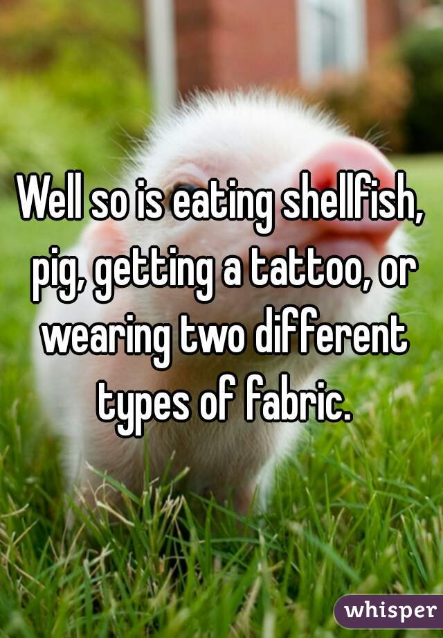 Well so is eating shellfish, pig, getting a tattoo, or wearing two different types of fabric.