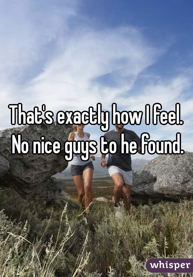 That's exactly how I feel. No nice guys to he found.