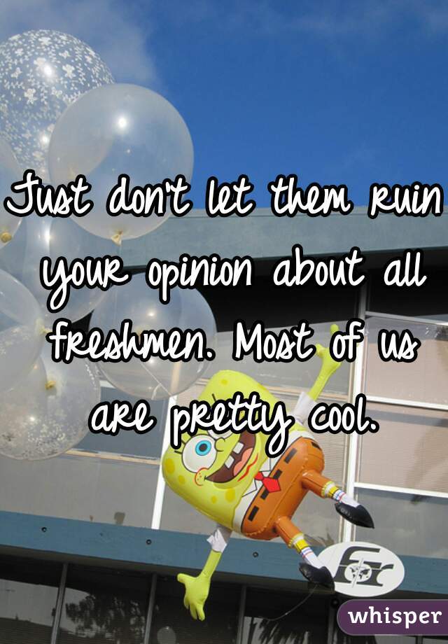 Just don't let them ruin your opinion about all freshmen. Most of us are pretty cool.