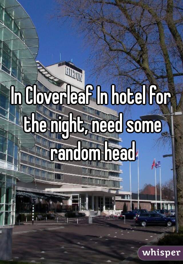 In Cloverleaf In hotel for the night, need some random head