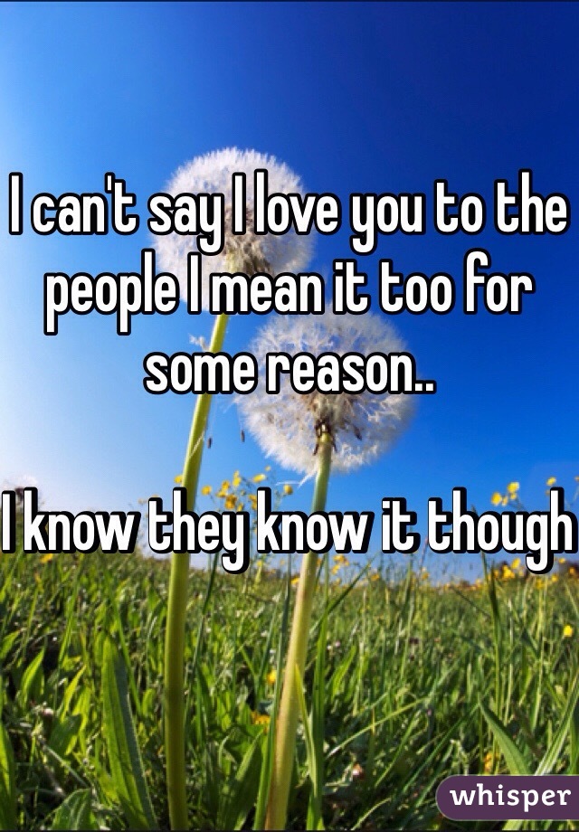 I can't say I love you to the people I mean it too for some reason..

I know they know it though 