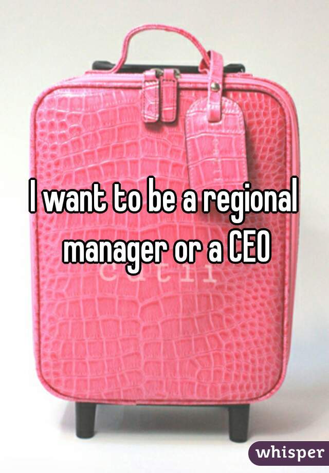 I want to be a regional manager or a CEO