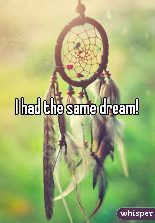 I had the same dream!