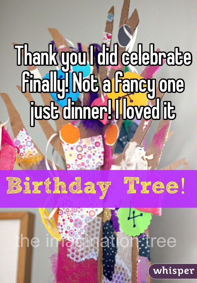 Thank you I did celebrate finally! Not a fancy one just dinner! I loved it