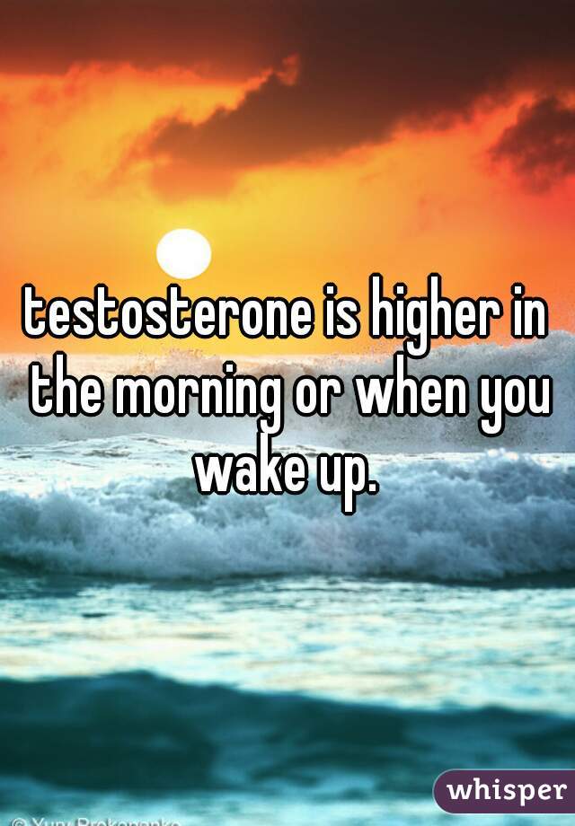 testosterone is higher in the morning or when you wake up. 