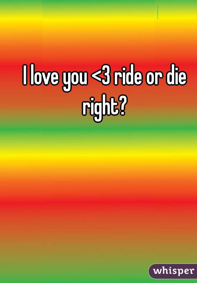 I love you <3 ride or die right? 