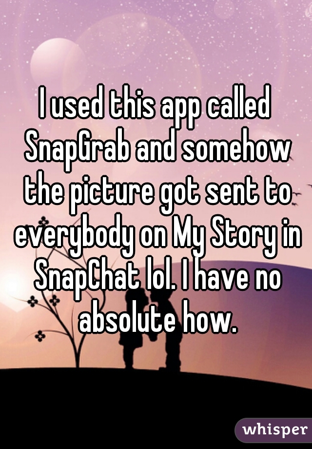 I used this app called SnapGrab and somehow the picture got sent to everybody on My Story in SnapChat lol. I have no absolute how.