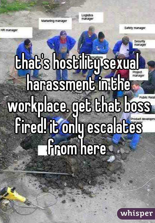 that's hostility sexual harassment in the workplace. get that boss fired! it only escalates from here 
