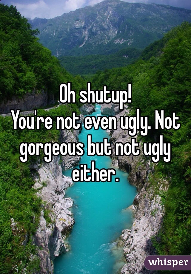 Oh shutup!
You're not even ugly. Not gorgeous but not ugly either. 