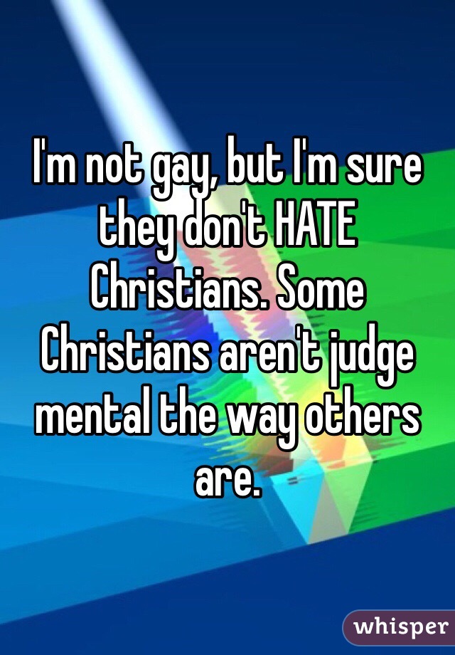 I'm not gay, but I'm sure they don't HATE Christians. Some Christians aren't judge mental the way others are.
