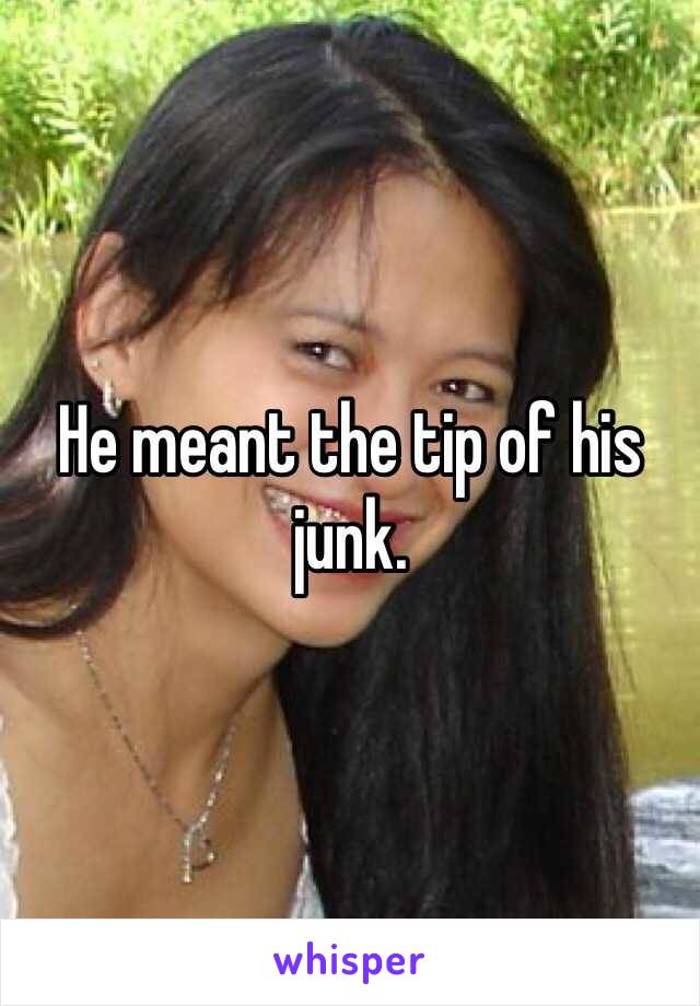 He meant the tip of his junk. 