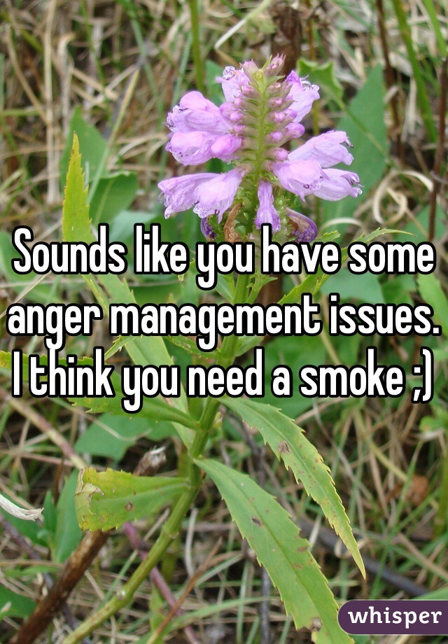 Sounds like you have some anger management issues. I think you need a smoke ;)