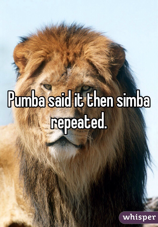 Pumba said it then simba repeated.