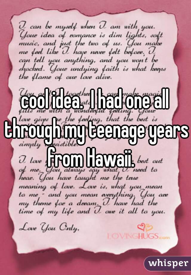 cool idea.  I had one all through my teenage years from Hawaii.   