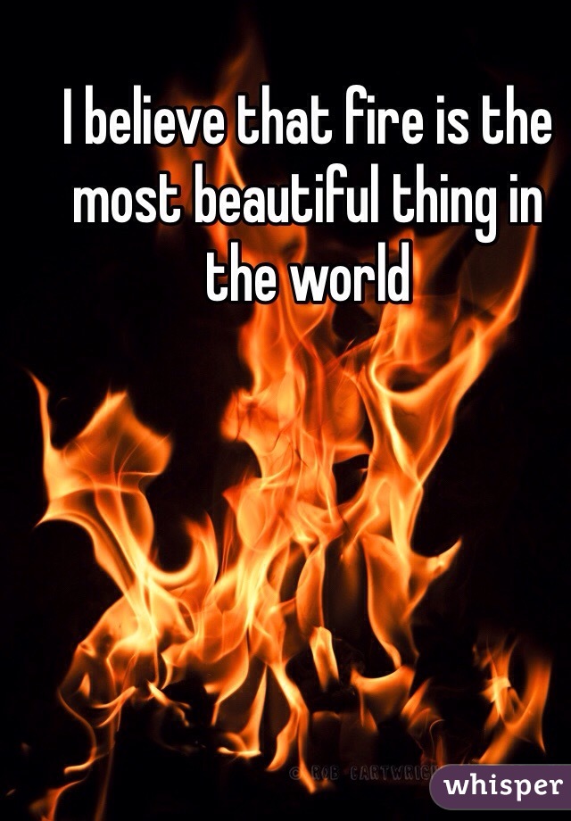 I believe that fire is the most beautiful thing in the world