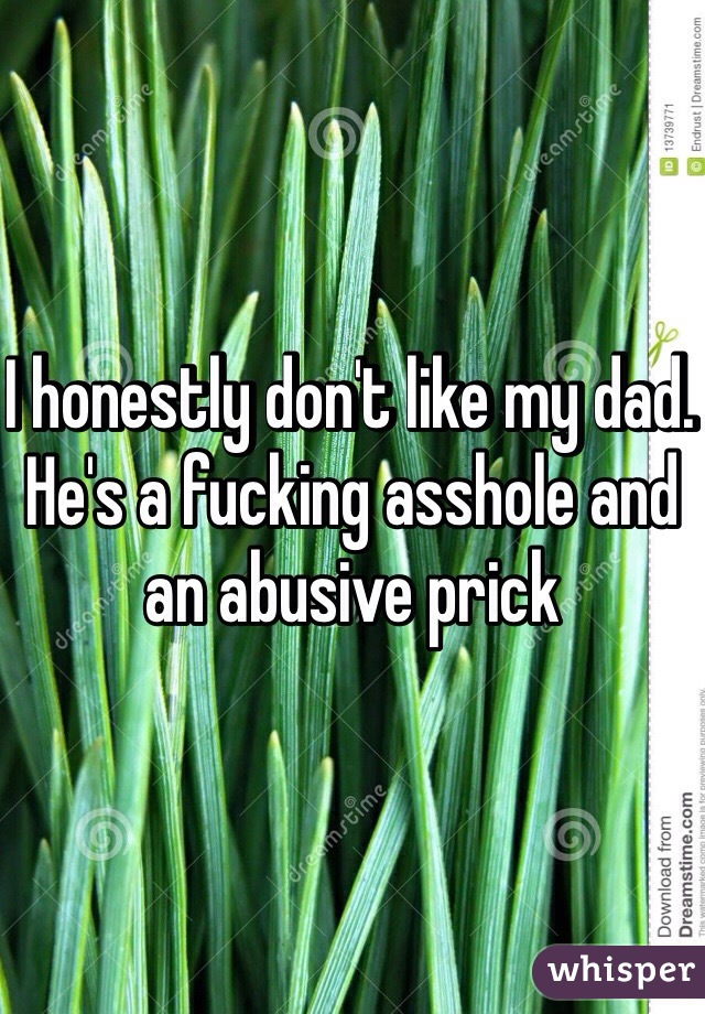 I honestly don't like my dad. He's a fucking asshole and an abusive prick 