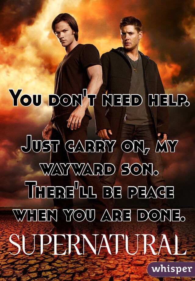 You don't need help. 

Just carry on, my wayward son. There'll be peace when you are done. 