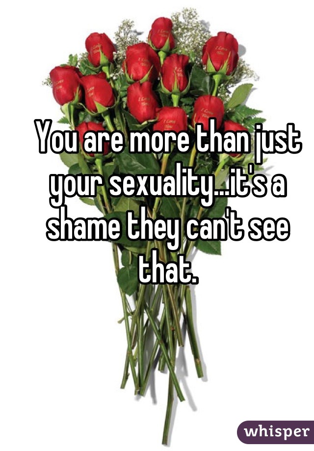 
You are more than just your sexuality...it's a shame they can't see that.