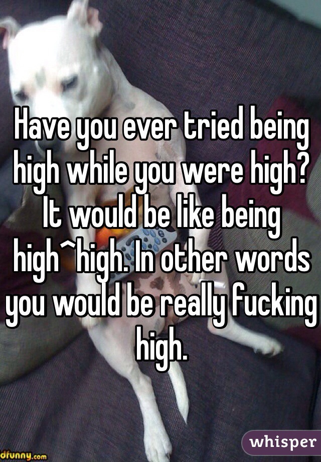 Have you ever tried being high while you were high? It would be like being high^high. In other words you would be really fucking high.