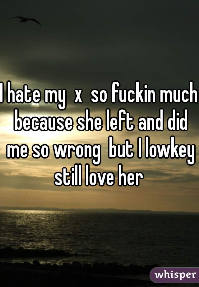 I hate my  x  so fuckin much because she left and did me so wrong  but I lowkey still love her 
