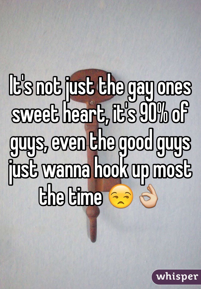 It's not just the gay ones sweet heart, it's 90% of guys, even the good guys just wanna hook up most the time 😒👌