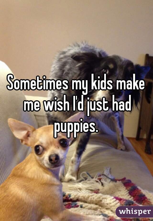 Sometimes my kids make me wish I'd just had puppies. 