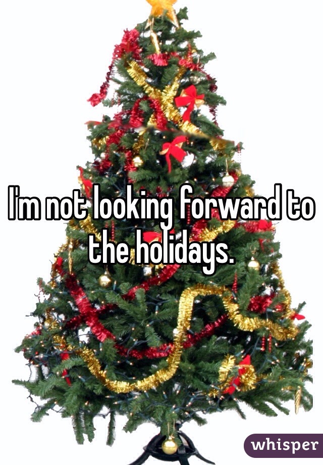 I'm not looking forward to the holidays. 