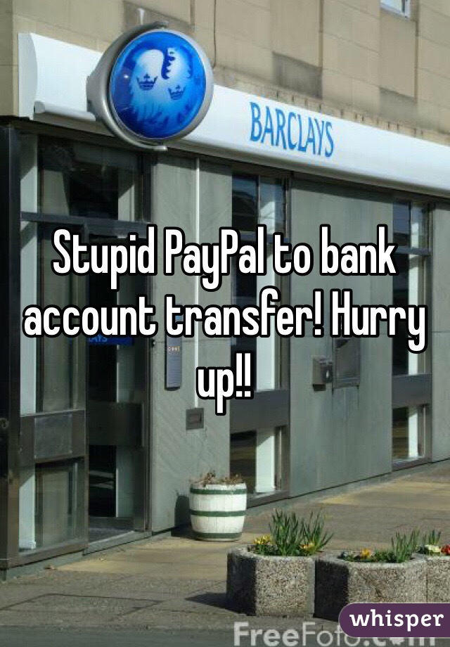 Stupid PayPal to bank account transfer! Hurry up!!