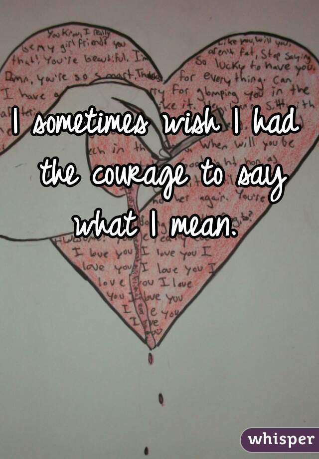 I sometimes wish I had the courage to say what I mean. 