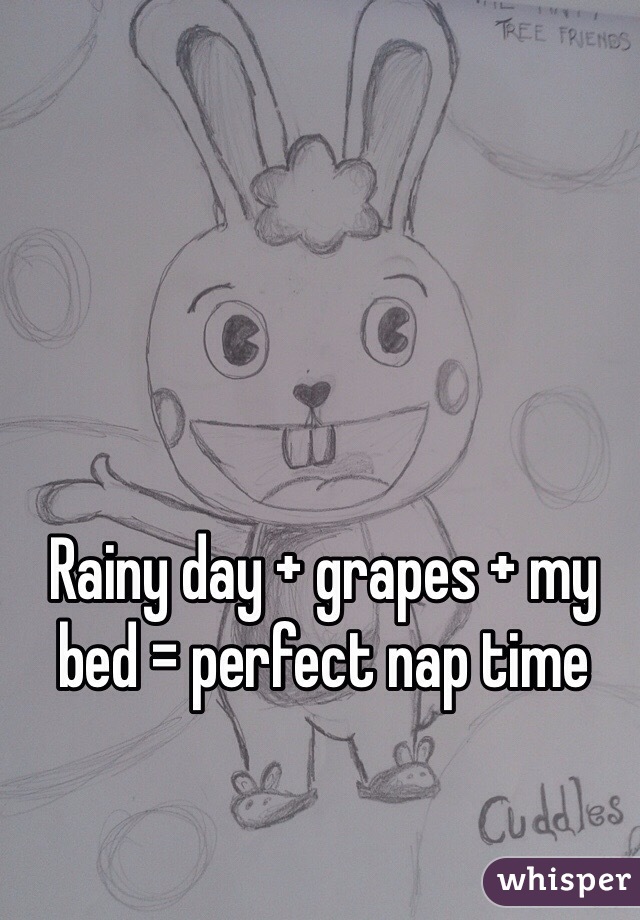 Rainy day + grapes + my bed = perfect nap time 
