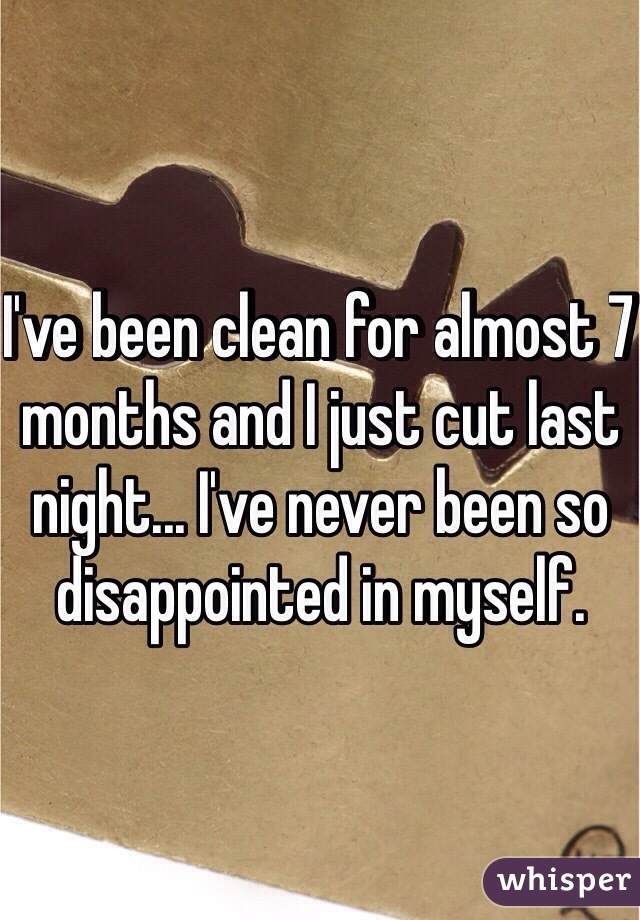 I've been clean for almost 7 months and I just cut last night... I've never been so disappointed in myself.