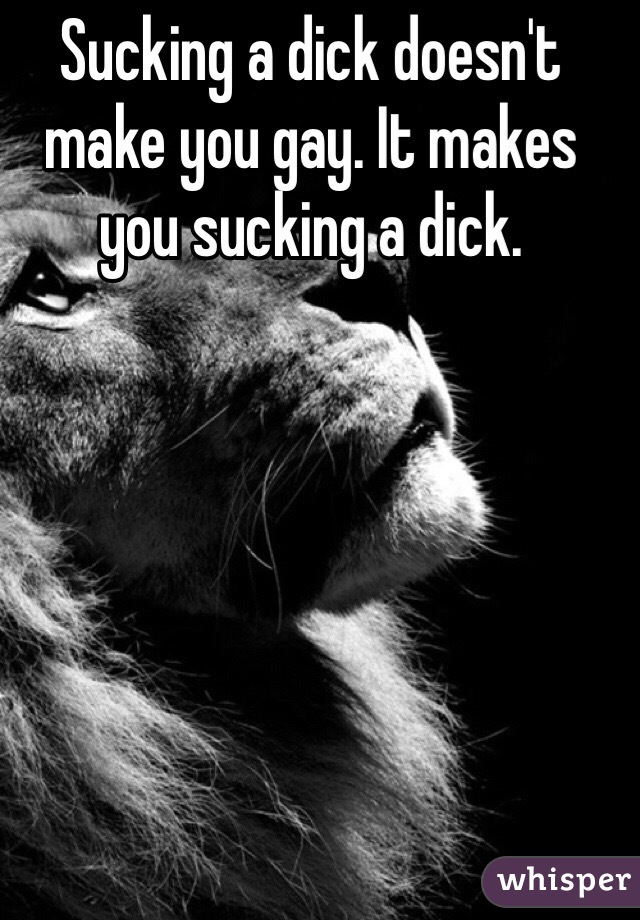Sucking a dick doesn't make you gay. It makes you sucking a dick. 