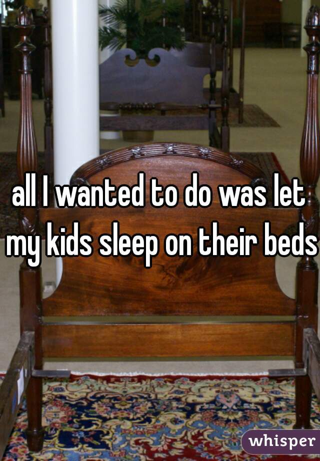 all I wanted to do was let my kids sleep on their beds
