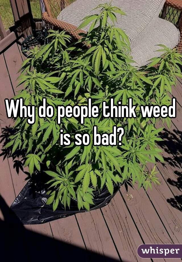 Why do people think weed is so bad?