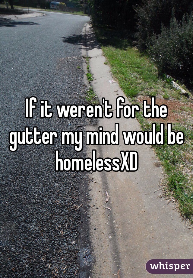 If it weren't for the gutter my mind would be homelessXD