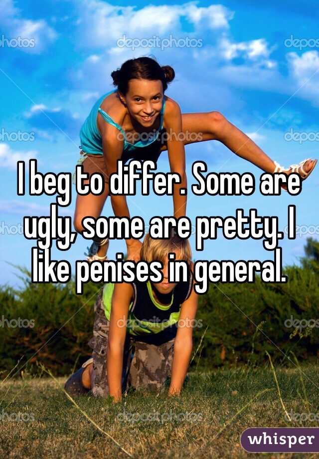 I beg to differ. Some are ugly, some are pretty. I like penises in general. 