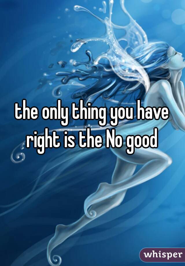 the only thing you have right is the No good 