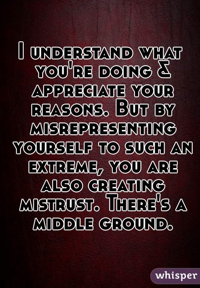 I understand what you're doing & appreciate your reasons. But by misrepresenting yourself to such an extreme, you are also creating mistrust. There's a middle ground.
