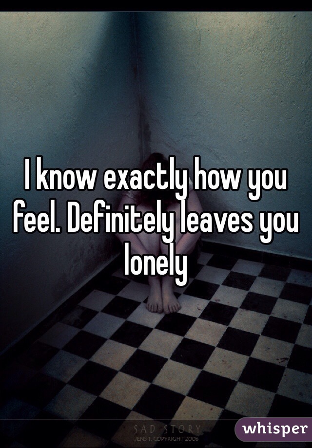 I know exactly how you feel. Definitely leaves you lonely 